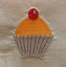 Embroidered Cotton Fabric with Cupcake Motif Patch  Embroidery Crafts 9x9.5cm