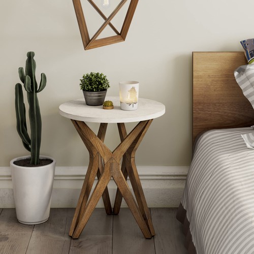 Farmhouse round end table - farmhouse,