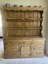Beautiful 19th Century Antique Pine Dresser With Glass Handles
