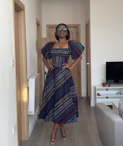 Ankara cotton midi dress - , with