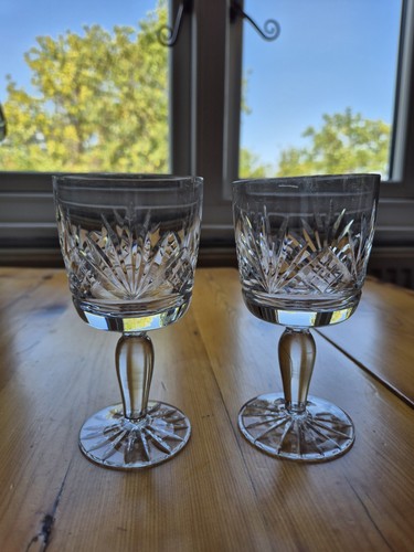 Pair lead crystal cut - of, glass
