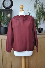 Vintage Designer Adolfo Dominguez 100% Silk Brown Long Sleeve Shirt Size M