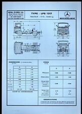 Mercedes-Benz LPS 1317 Tractor Unit Specifications 1968-69 French Brochure 