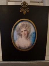  Vintage Miniature Portrait Print Ebonised Frame - Regency - 15 cm x 12 1/2 cm