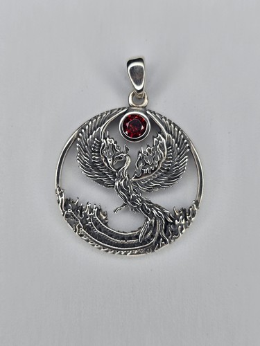 Phoenix garnet pendant - phoenix,