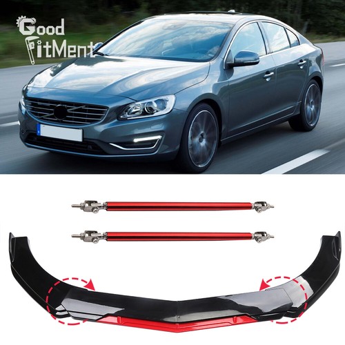 Glossy black red front bumper - black,