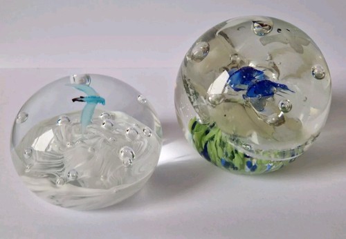 Two art glass paperweights - two,