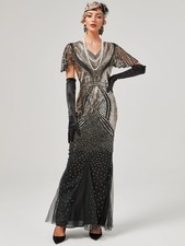 1920s Prom Great Gatsby Flapper Dress Womens Long Sequins Costumes Evening Party