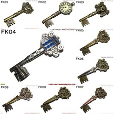 steampunk pin badge locke key police box skull scissors clock #FK1-9