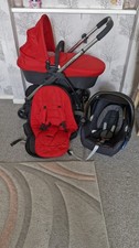iCandy Strawberry 2 Pushchair and Carrycot  4-Wheel Pram Red, Chrome, Black