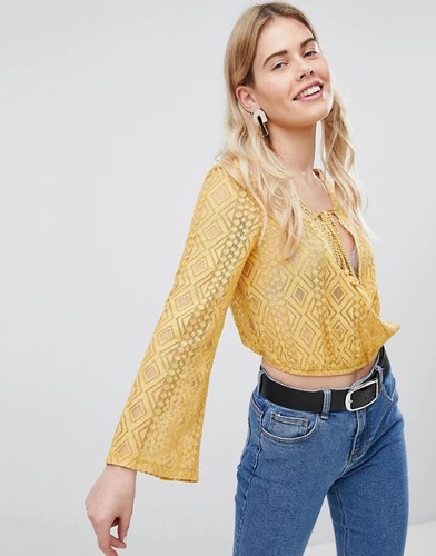 New look tie front - tie, mustard