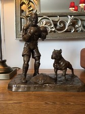 Born Champions - Boxer & Dog / Bronze Boxing Figurine / Pitt Bull / Amr Bulldog