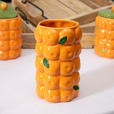 Tall Orange Vase Ceramic 18cm