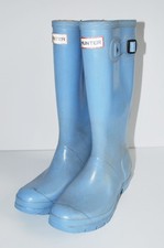 Hunter Wellies Wellington Boots Unisex Pastel Light Blue UK Size 4 Waterproof