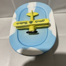 Utterly Butterly Butter Dish Aeroplane St Ivel Retro Blue Cloud 6x5" Ceramic Pot