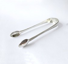 Georgian solid silver sugar tongs Sterling sugar nips, London 1802 William Shaw