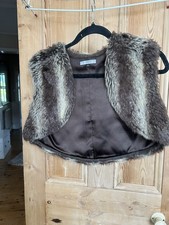 Marks & Spencer‘S Cropped Chocolate Brown Fur Gilet Size S/m