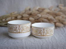 Royal Worcester Hyde Park Open Sugar Bowls Pair, Factory Seconds, Gold Scroll