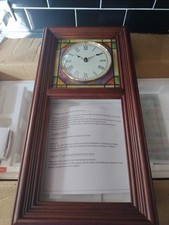 Danbury Mint Wooden 4 Seasons Clock Robins Glass Plates Light Up .New In Box .