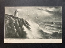 The Lighthouse Stormy Sea Douglas Head Isle of Man Vintage Postcard P41