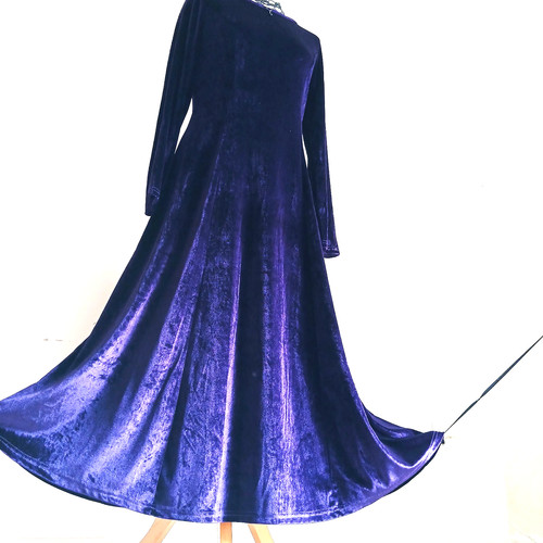 Maxi dress purple velvet - velvet, fit