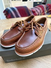 Timberland Tidelands Boat Shoes Mens Leather 2 Eye Deck Shoes Brown Blue Size 42
