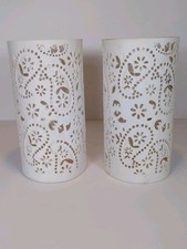 Pair of White Ceramic Paisley
