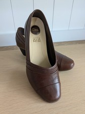 Clarks Active Air Slip On Wedge Shoes Womens UK4.5D Brown Cushioned Insoles