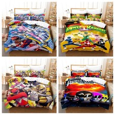 Kids Bedding Set 3D Power Rangers Duvet Cover Single Double King Pillowcase gift
