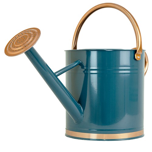 Metal watering can - can, teal