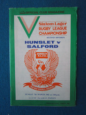 Hunslet v Salford Rugby League Programme 7/3/82