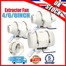 4/6/8in 100/150/200mm In Line Bathroom Extractor fan Loft Mounted Shower Ceiling