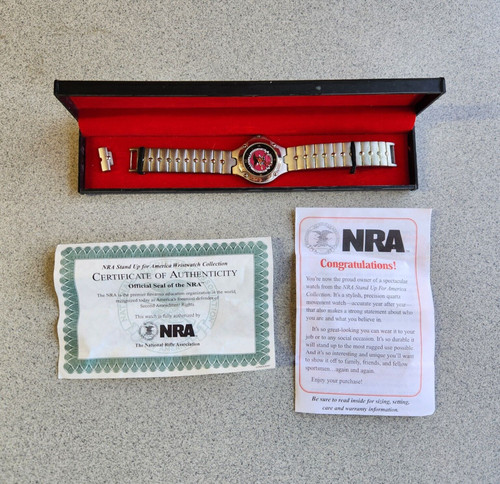 Vtg nra eagle watch gold - nra, tone