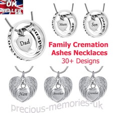 Silver Family Cremation Ashes Urn Pendant - Keepsake Necklace Memorial Jewellery