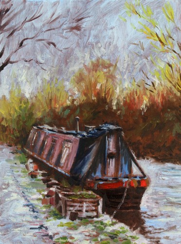 Autumn canal narrow boats