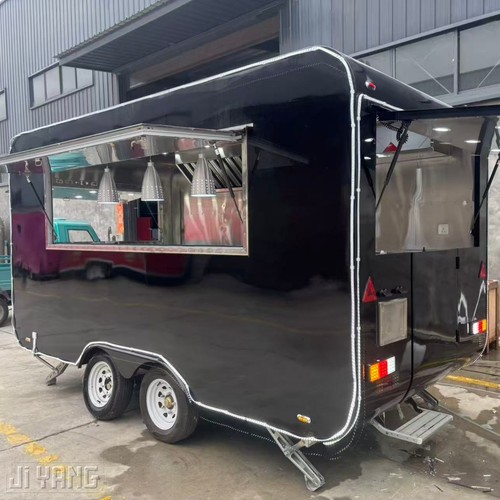 Black led food trailer double - food,