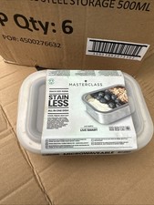 MasterClass Food Storage Stainless Steel Container Lid 500ml Microwave Safe