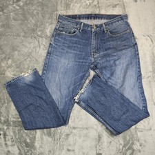 Levis 514 Jeans W34 L32 Mens Distressed Blue Regular Straight Fit Denim