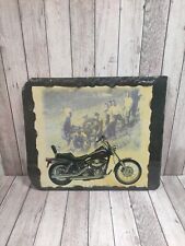 Decoupage Slate Picture Harley Davidson Motorcycle Wall Hanging 