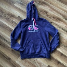 Canterbury Ladies Navy Stretch Hoodie Hoody Jacket Size 8-10