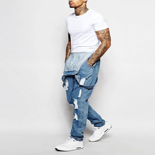Mens ripped denim overalls - mens,