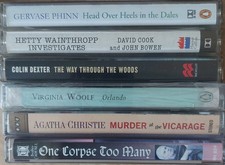 6 x CASSETTE AUDIO BOOKS: PHINN DEXTER CHRISTIE WOOLF CADFAEL HETTY WAINTHROPP