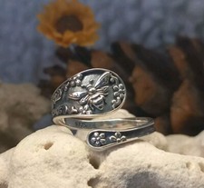 925 Silver Sterling Bee Spoon Ring Adjustable vintage antique 