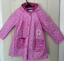 Girls Pink Hooded Raincoat, Spotty With Daisy Design, Age 4 By Wippette Kids