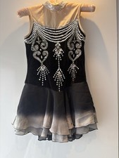 Stunning Ice Skating Competition Dress Age 12-13 Years Black Velvet Sequins
