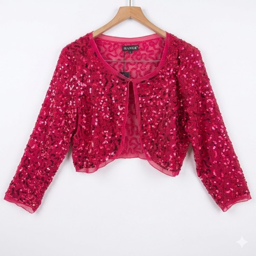 Hot pink sequin bolero - pink,