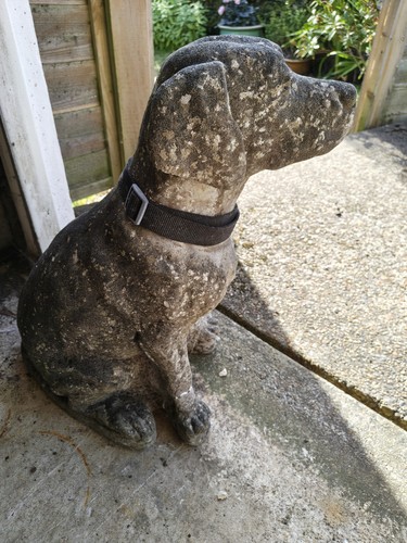 Grey stone effect sitting dog - sitting,