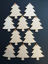 10x Wooden MDF Christmas Tree Shape Craft Blank Embellishment Tag Xmas Gift