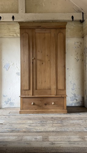 Antique solid pine wardrobe - solid,