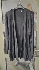 Matalan Black Stretch Cable Knit Long Sleeve Cardigan Size L 14-16.   P
